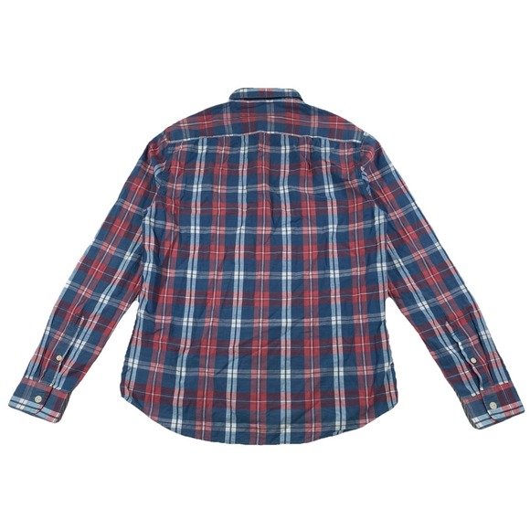 Faherty Indigo Dyed Plaid Button Up Long Sleeve Shirt Cotton Men's Small - Picture 2 of 7
